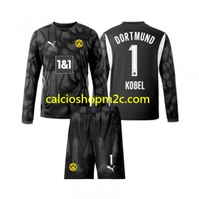 Borussia Dortmund Gregor Kobel 1 Portiere Bambino Maglia Quarta 2024/2025 Manica Lunga